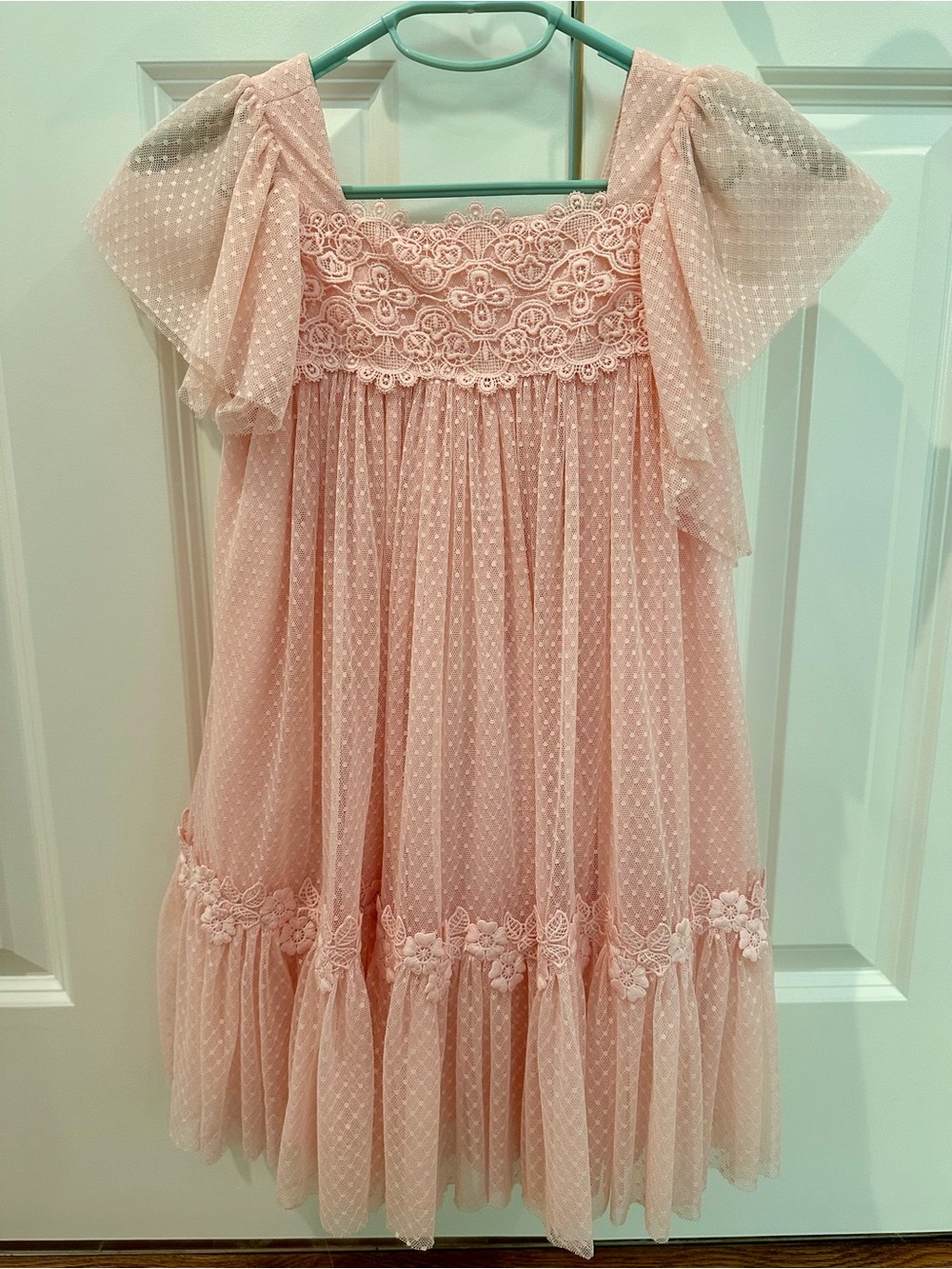 Abel & Lula Girls' Pink Lace & Tulle Party Dress